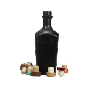 Supplier custom 700ml 750ml matte black vodka glass bottle with aluminum screw cap