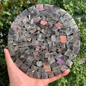 Sous-verres en labradorite naturelle en gros, forme ronde, artisanat en cristal, technique de polissage pour la décoration intérieure Feng Shui - Product Image 4