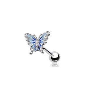 Joyería para Piercing Corporal con Diseño de Mariposa |   Piercings de Esmalte y Diamantes de Imitación |   Piercings para ombligo, barbells industriales, para septum y cartílago - Product Image 2