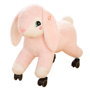 Vente directe du fabricant : Jouet à chevaucher en peluche animal, Lapin rose, Cheval à roulettes - Product Image 1