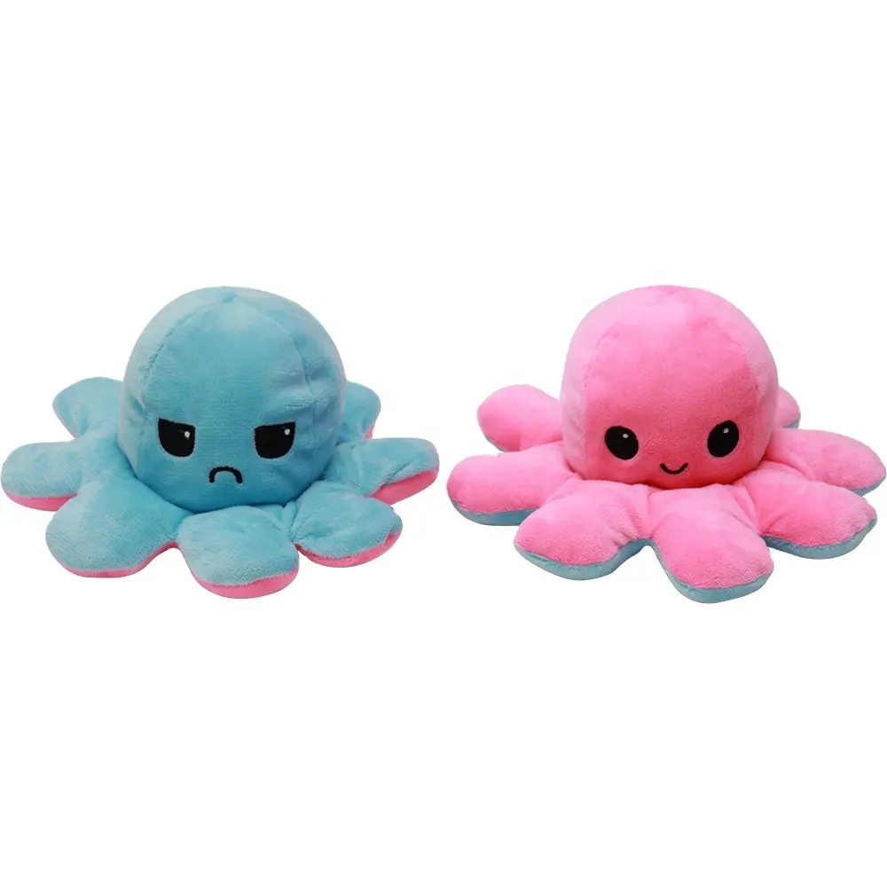 Venta caliente de alta calidad animales de peluche juguetes pulpo Flip Reversible felpa 20cm pulpo almohada