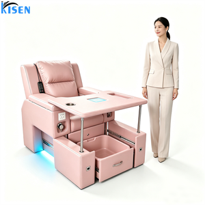 KISEN Pink Modern Professional Nail Salon Manicure Bubble Foot Spa <b>Chair</b> Massage Spa Luxury Pedicure <b>Chair</b> With Manicure Table - Product Image 5