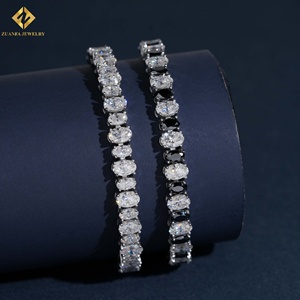 Pulsera de tenis de moissanita blanca y negra de corte ovalado, plata 925 con baño de rodio, engaste de garra, joyería romántica de alta calidad para mujer - Product Image 2