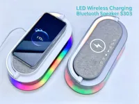 Kabelloser Lade-Desktop-Lautsprecher mit Farblichtern, Smart-Uhr und Weißem Rauschen, 1000 Stück Lagerbestand, Ausverkauf Großhandel