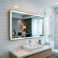 Cermin TV Shower Tahan Lama Anti Korosi Kaca Tempered untuk Area Basah Cermin TV Tersembunyi Kaca Cermin Ajaib