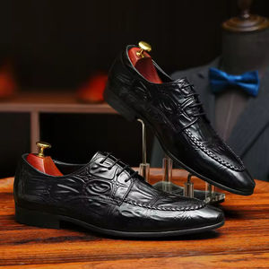 Oxfords de Negocios Casuales de Lujo, Hechos a Mano con Tres Costuras Goodyear, con Cordones, Cerrados, Formales para Hombre, Grabados, de Cuero Genuino - Product Image 2