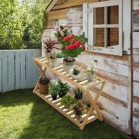 Support de plantes en bambou à 2 niveaux pour balcon extérieur, table, banc, étagère, support de plantes d'intérieur pour salon, 2026