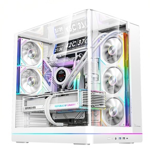 Gaming PC Case ATX Full Tower Computer Case High Airflow Tempered Glass PC Case Gaming Computer Case for Desktop PC Gaming White
