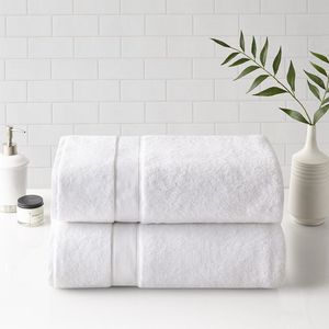 Ensemble de 2 serviettes de bain Db, 100% coton, antimicrobien, couleur unie, rectangulaires, tissées, lavables en machine, pour adultes - Product Image 1