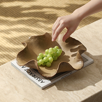 Plateau en céramique marron fait main style Wabi-sabi avec bordure fleurie, vaisselle de table décorative multifonctionnelle pour fruits, Ramadan, mariage