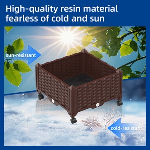 Jardinera Moderna de Plástico PP Fácil de Instalar <span class=keywords><strong>con</strong></span> <span class=keywords><strong>Ruedas</strong></span>, Jardinera <span class=keywords><strong>con</strong></span> <span class=keywords><strong>Ruedas</strong></span> para Interiores y Exteriores, Tamaño Personalizado - Product Image 4