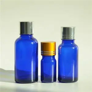 5 ml 10 ml 15 ml 20 ml 30 ml 50 ml 100 ml leere blaue Glas-Ätherisches Öl-Flasche mit Spiralmündung schraubenschlüssel schwarzer Kunststoff-Deckel