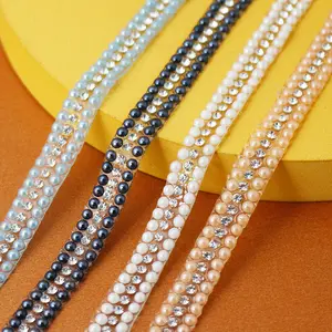 Hot selling 1 cm bling pearl trim chain wedding decoration accessories hot fit rhinestone cup chain