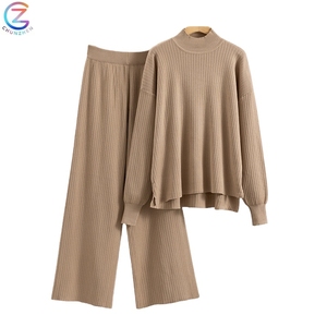 Set da donna in stile europeo e americano, composto da maglione casual ampio in nylon/cotone tinta unita antipiega e gonna <span class=keywords><strong>sopra</strong></span> il ginocchio. - Product Image 1