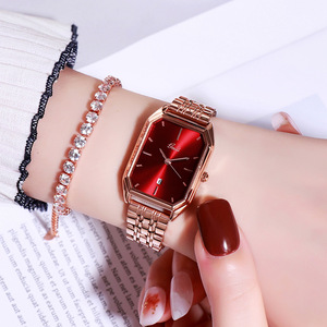 Reloj de pulsera de acero personalizado para mujer, diseño cuadrado elegante, versátil, con calendario, reloj de cuarzo. - Product Image 2