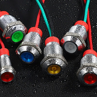 Voyant lumineux de signal d'alimentation LED étanche 6/8/10/12mm petit métal tension maximale 24V courant maximum 1A 1NO combinaison de commutateur