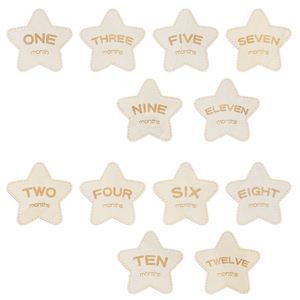 Factory Pentagram Wooden Baby <b>Milestone</b> <b>Cards</b>, 12 Months Double-Sided Markers, Newborn Growth Tracking Keepsake Set - Product Image 4