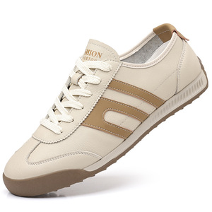 Chaussures décontractées rétro pour hommes, bout rond, cuir de vache, semelle en caoutchouc souple, style marche, baskets tendance - Product Image 5