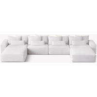 Meubles de salon modernes pour la maison, canapés modulaires en forme de L en tissu de lin blanc, canapé sectionnel