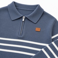 Pull-over personnalisé OEM & ODM pour enfants, en tricot côtelé, à manches longues, col polo, style preppy, confortable, automne-hiver, viscose, tricot pour enfants, basique