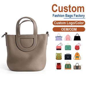 Bolso de Lujo de Cuero Genuino de Diseñador, Color Taupe, Tipo Cubo, con Detalle de Nariz de Cerdo, para Mujer, Antirrobo, de Primera Capa de Piel de Vacuno, Directo de Fábrica - Product Image 1