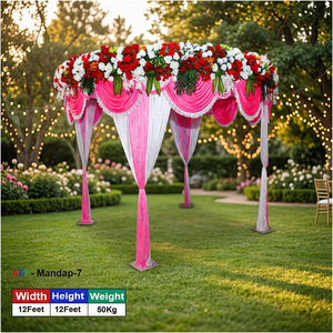 Mandap artificiel festonné rouge cramoisi élégant - Product Image 3