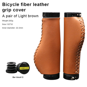 RIDERACE Poignées de guidon de vélo de montagne Durable en fibre antidérapante en cuir vtt barre de poignée de vélo pièces de poignée verrouillables - Product Image 4