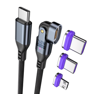 สายชาร์จเร็ว240W 5A ดัดงอได้อย่างรวดเร็วชนิด C ถึง C L Micro ชาร์จเร็วแบบ<span class=keywords><strong>3</strong></span> in 1สายแม่เหล็ก - Product Image 2