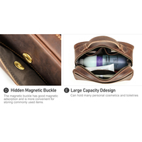 Trousse de Toilette de Voyage en Cuir pour Hommes, Vintage, en Cuir Crazy Horse, Porte-main, Kit de Rangement Multi-Poches