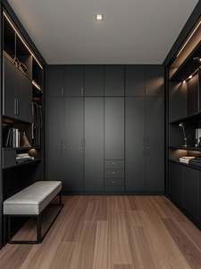 Armario de Almacenamiento de Madera Negro Premium, Moderno y Minimalista, de Alta Calidad para Dormitorio, con Función de Plegado de Ropa - Product Image 2