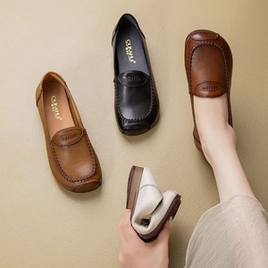 أحذية نسائية مريحة بنعل من جلد الثور مضادة للانزلاق، أحذية مسطحة متعددة الاستخدامات للأمهات الكبيرات، أحذية الربيع والخريف، أحذية سهلة الارتداء - Product Image 5