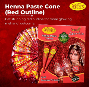 Afrin Instant Mehendi Cone Box <b>Red</b> Colour Guarantee Fast Stain Natural <b>Henna</b> Paste Cones Pack For Wedding Body Art Design - Product Image 6