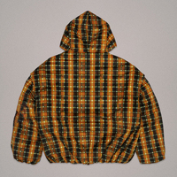 Veste à capuche épaisse en flanelle imitation à carreaux 100 % coton, coupe oversize et carrée, style streetwear décontracté pour homme, personnalisable OEM/ODM