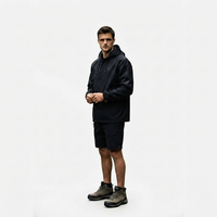 Blouson bomber noir à capuche zippé pour homme, patchwork, imperméable, respirant, léger, décontracté, vêtement d'extérieur, OEM personnalisé