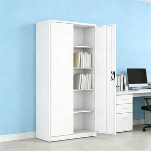 Armoire en acier avec serrure à clé et 4 étagères réglables pour dossiers de bureau et scolaires - Product Image 1
