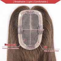 Topper pour femme, base mono naturelle, 100% cheveux humains, toupet pour femme, 3*5, 130%