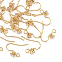 Pandahall SHEGRACE 20 crochets d'oreilles en laiton pavé de zircone cubique pour la fabrication de bijoux