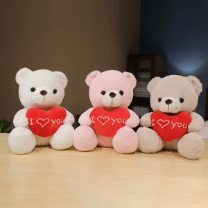 Teddy Bear Plush Doll With Heart Cute Plush Doll Party Favor Gift Valentine Teddy Bear Plush I Love You Bear