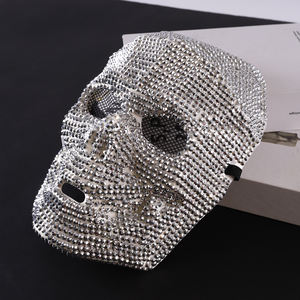 סיטונאי יוקרה פלסטיק כסף rhinestone מלא פנים הגולגולת מסכות המפלגה ליל כל הקדושים - Product Image 4