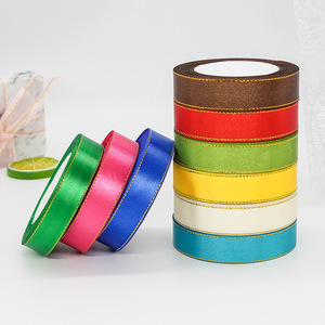 Beihai Satin Ribbon 2Cm Gold Edged Wedding Gift Wrapping Ribbons For Clothing Decor - Product Image 5