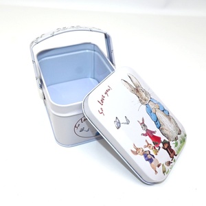 Eco-Friendly Recyclable Portable Handle Rectangular Tinplate <b>Box</b> Cute Rabbit <b>Floral</b> Print Candy Gift Tin <b>Box</b> for Christmas - Product Image 6