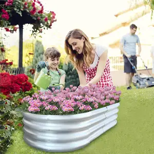 Cama de jardim elevada galvanizada-caixa de jardim ao ar livre vaso para legumes, flores e ervas, kit de cama de jardim elevada de aço