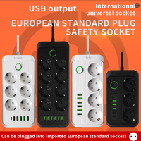 Multiprise UE avec prises CA, interrupteur LED vert, charge rapide USB-C PD, et protection ignifuge