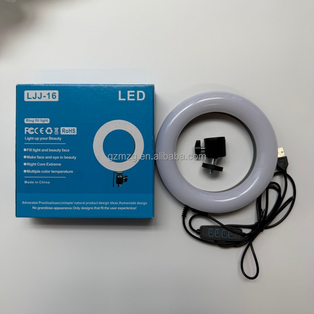 Professional 6 Inch Ring Light Kit Gimbal Wire Control for Photography Makeup Live Streaming-Adjustable Color Temperature