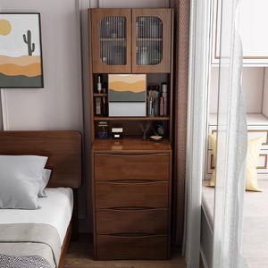 Nordic Solid Wood Dressing <b>Table</b> With Drawer Bedside Storage Cabinet For <b>Small</b> Bedroom - Product Image 2