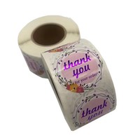 Rouleau de 500 autocollants personnalisés « Merci » pour la décoration de logos, emballages cadeaux et cartes – Rouleau d'autocollants en vinyle