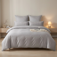 Parure de lit 3 pièces en coton égyptien 450TC, tissage satiné, housse de couette et drap-housse rafraîchissants et respirants pour les personnes ayant chaud la nuit