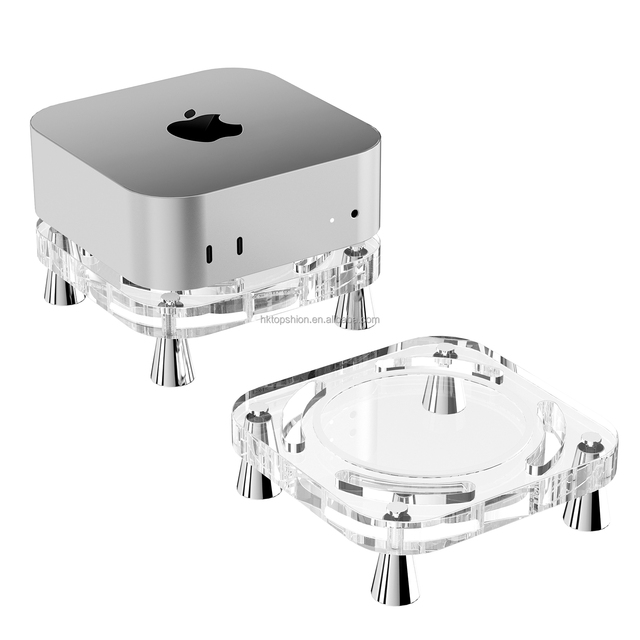 2024 Mac Mini M4 Stand Accessories, Clear Acrylic Desk Stand Holder for Apple Mac Mini M4/M4 Pro Mount with Heat Dissipation
