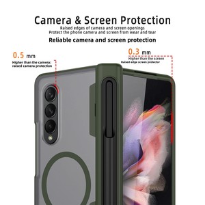 La nouvelle coque de téléphone pliable de Huanmin pour Samsung Fold3 est dotée d'un emplacement pour stylet en TPU, prend en charge la charge sans fil et possède un anneau magnétique. - Product Image 3