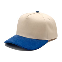 Nuovo Cappellino da Baseball alla Moda con Logo Personalizzato, 5 Pannelli, Visiera in Camoscio Bicolore, Cappello da Baseball Vuoto Personalizzabile con Ricamo Logo